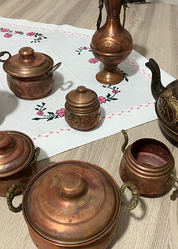 Diğer Kahverengi Etnik Desenli Bakır Sofra Takımı
