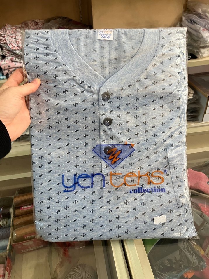 Gri Düğmeli Erkek Pijama Takımı - Görsel 2