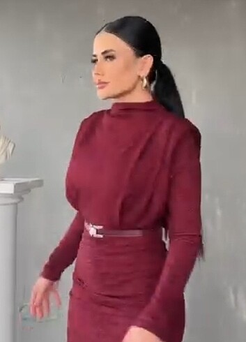l Beden bordo Renk Bordo elbise