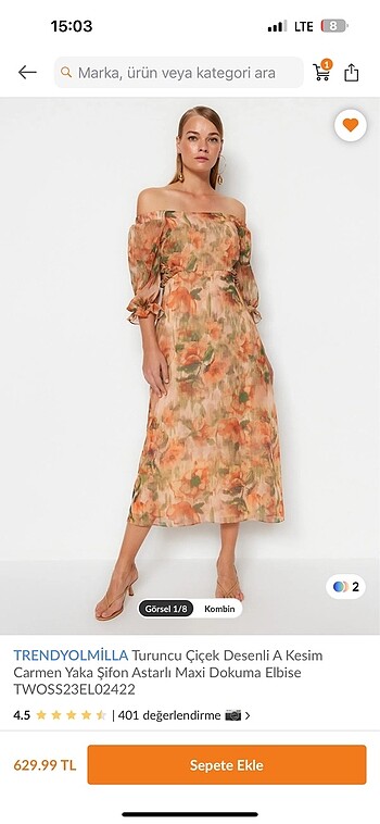 40 Beden Trendyol milla elbise midi elbise