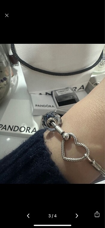 Pandora Pandora Bileklik ve Murano Charm 2 charm satılık