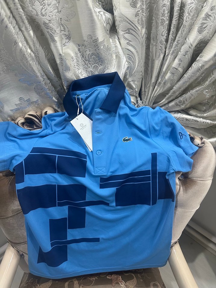 Lacoste Mavi Desenli Kısa Kollu Polo Tişört - Görsel 3