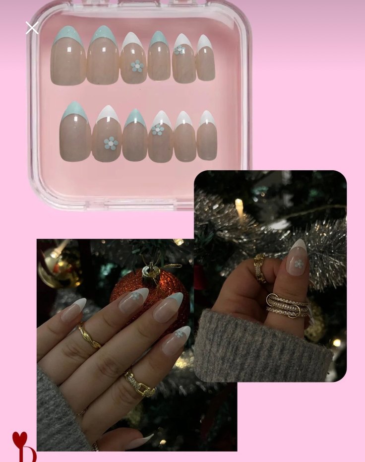 Parlak Beyaz Çiçekli Tırnak Süsü - Görsel 2