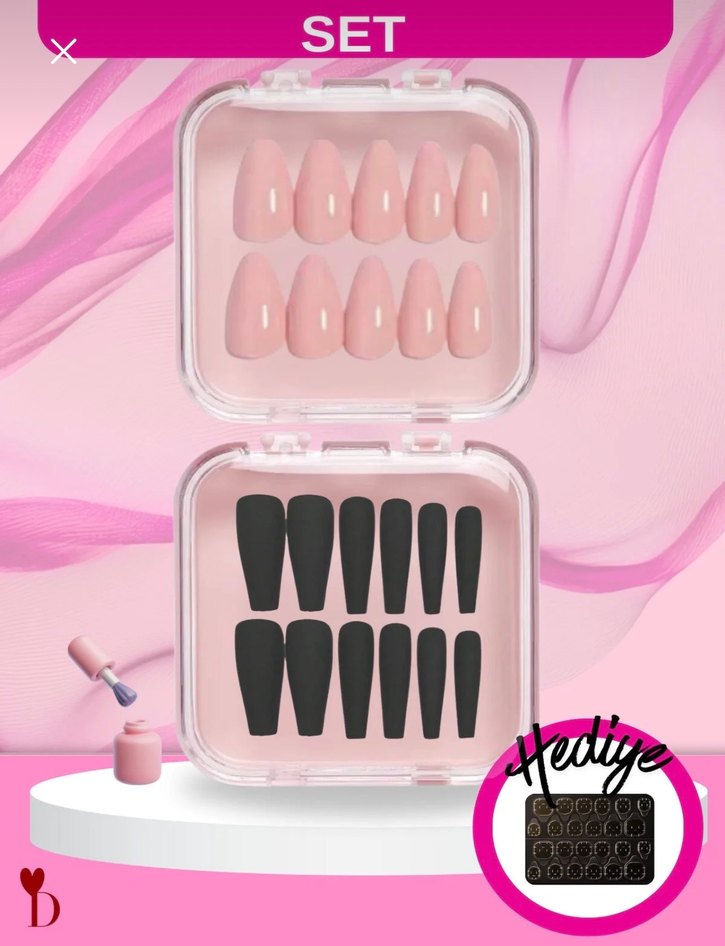 200 Adet takma  Tırnak Süsleme Seti - Görsel 2