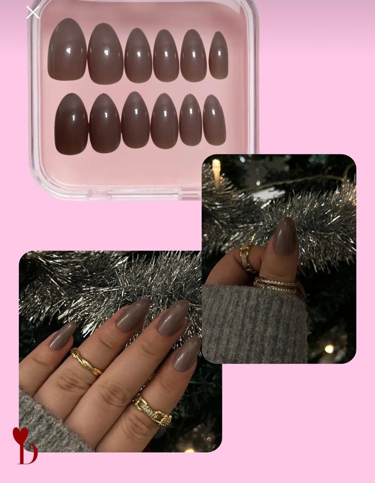 takma tırnak Kahverengi Gri Tırnak Süslemeleri - Görsel 2