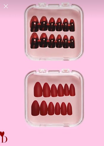 takma tırnak mat ve Parlak Kırmızı Tırnak Süslemeleri - Görsel 2