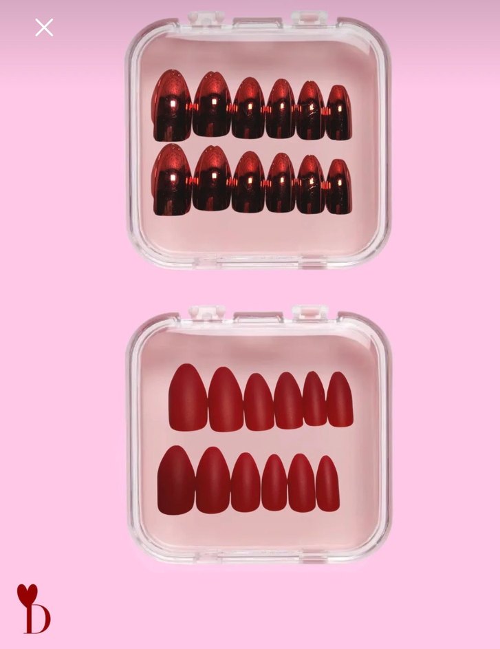 takma tırnak mat ve Parlak Kırmızı Tırnak Süslemeleri - Görsel 2