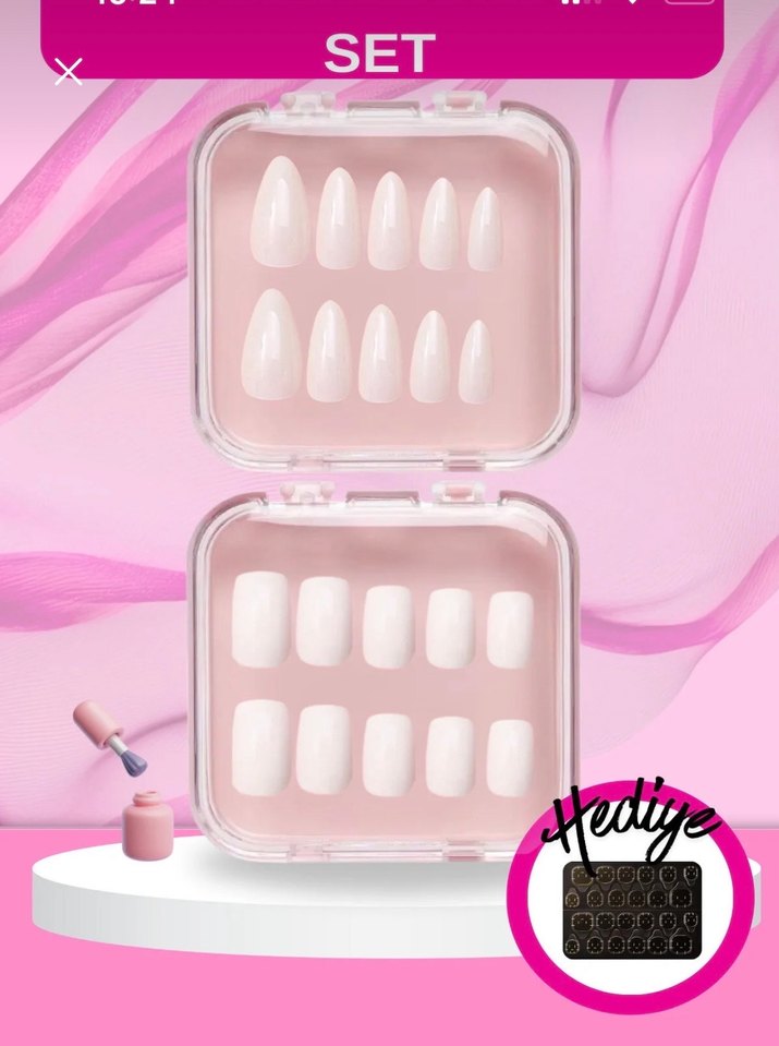 takma tırnak Pastel Beyaz 200 Parça Tırnak Süsü Seti - Görsel 2