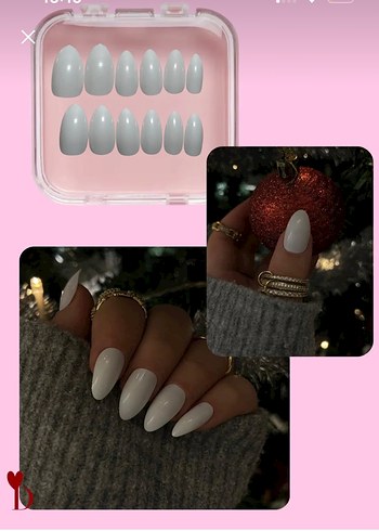 takma tırnak Beyaz Mat Tırnak Süslemeleri - Görsel 2