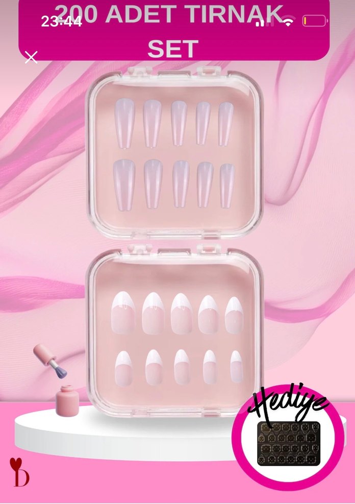 takma tırnak Pastel Pembe 200 Parça Tırnak Seti - Görsel 2