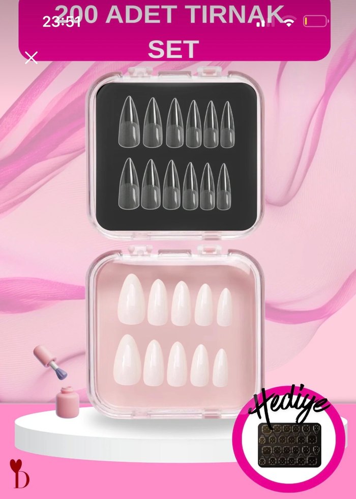 takma tırnak 200 Parça Beyaz Tırnak Seti - Görsel 2