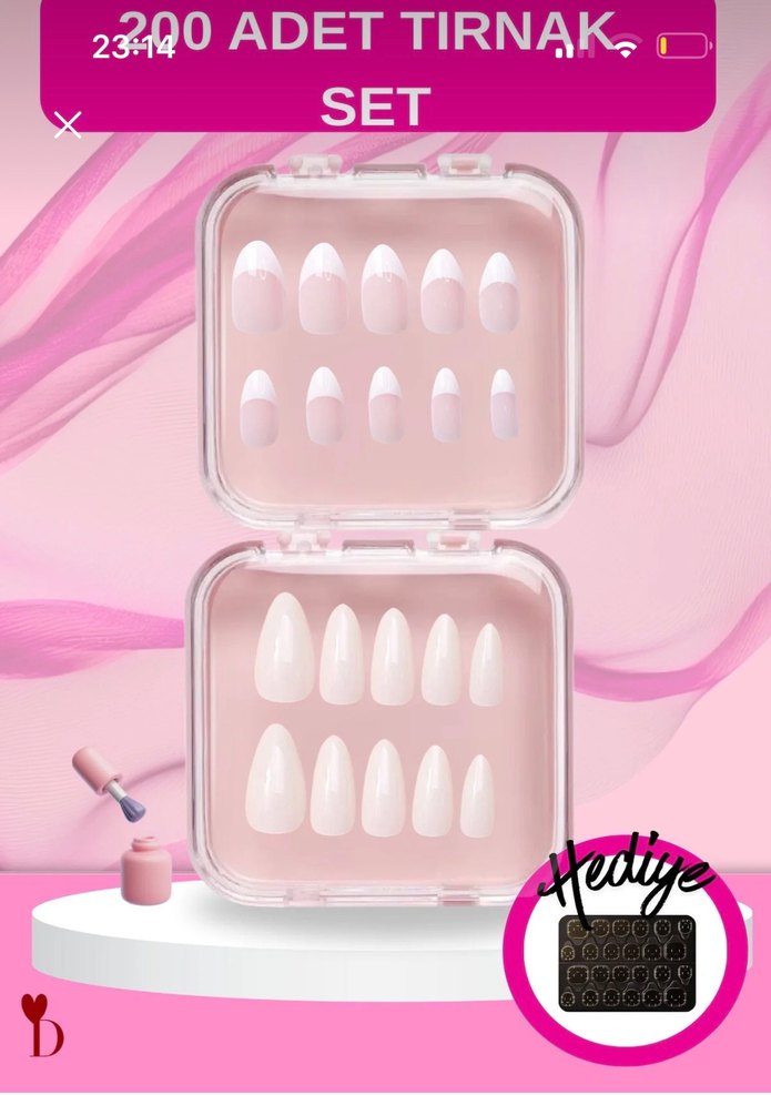 takma tırnak set 200 Parça Beyaz Pastel Tırnak Seti - Görsel 2