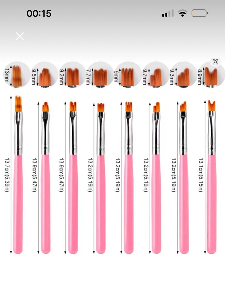 takma tırnak süsleme fırçası Pembe 10'lu Oje Tasarım Fırça Seti - Görsel 3
