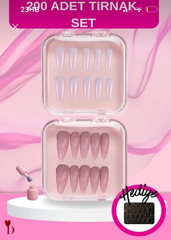takma tırnak set Pastel Pembe 200 Parça Tırnak Seti - Görsel 2