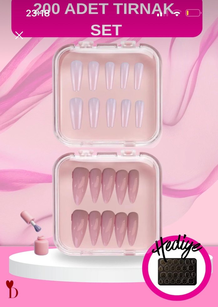 takma tırnak set Pastel Pembe 200 Parça Tırnak Seti - Görsel 2