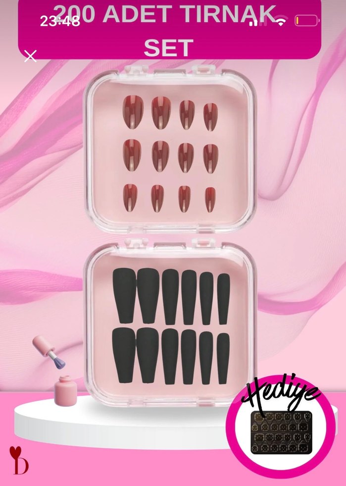 takma tırnak set 200 Parça Siyah Tırnak Seti - Görsel 2