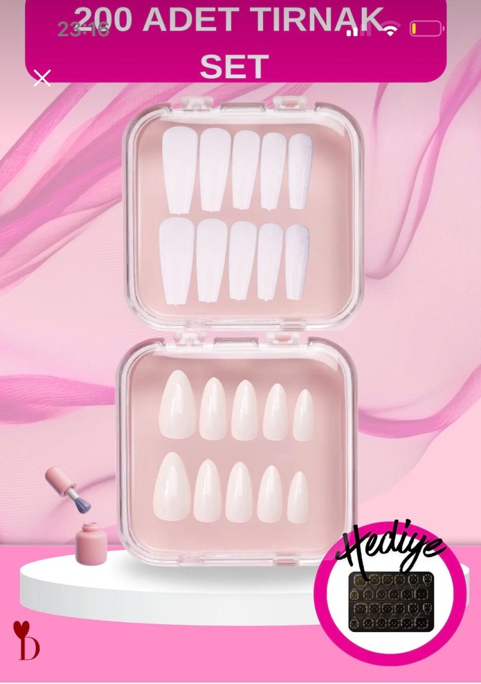 takma tırnak set 200 adet Beyaz 200 Adet Tırnak Seti - Görsel 2