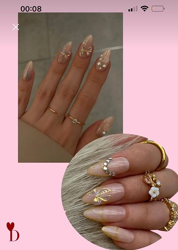 takma tırnak Bej Takma Tırnak Seti ve Yapıştırıcı - Görsel 2