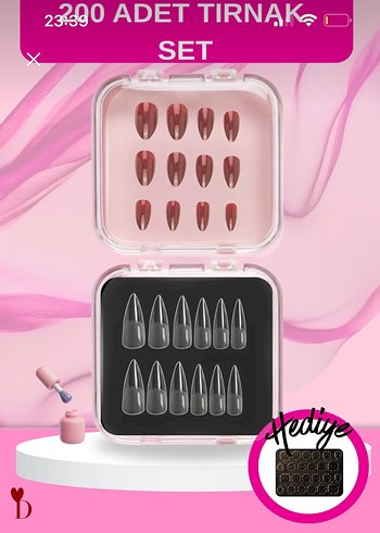 takma tırnak set Bordo Parlak 200'lü Takma Tırnak Seti - Görsel 2