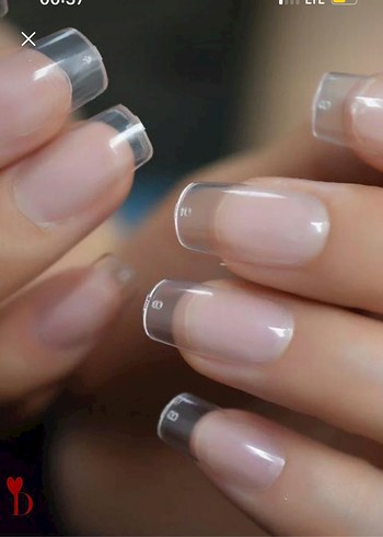 şeffaf takma tırnak Pastel Bej Şeffaf Tırnak Dekorasyonu - Görsel 3