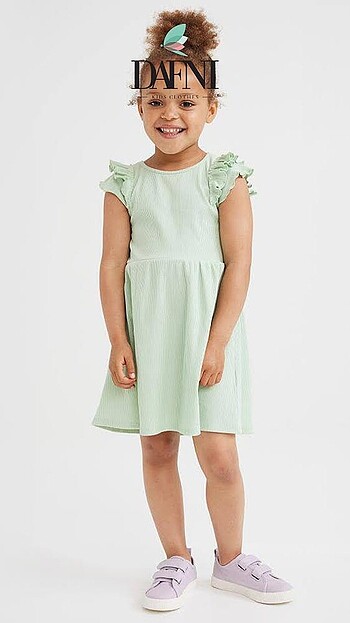 H&M PAMUKLU VOLAN KOLLU ELBİSE