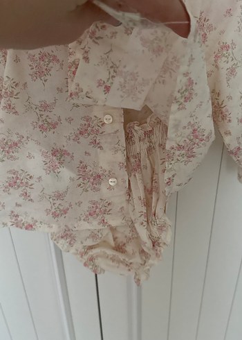 ZARA Kız Çocuk Pembe Vintage Dantelli Bluz - Görsel 5