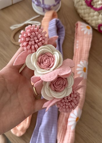 Çiçek Desenli Elastik Bohem Çocuk Saç Bantları 5 adet - Görsel 2