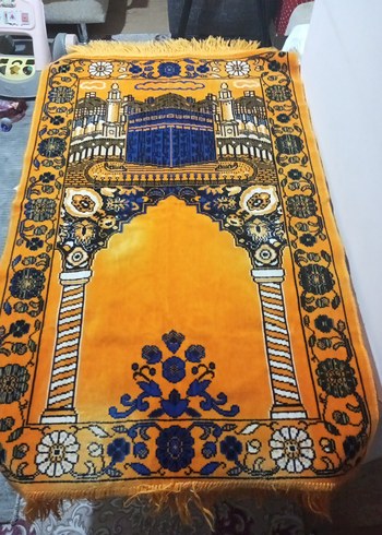 Renkli Desenli Sarı Geleneksel Halı - Görsel 2