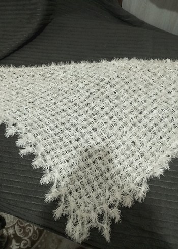 Beyaz Örgü Kadın Şal - Görsel 3