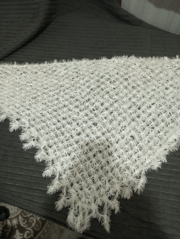 Beyaz Örgü Kadın Şal - Görsel 3