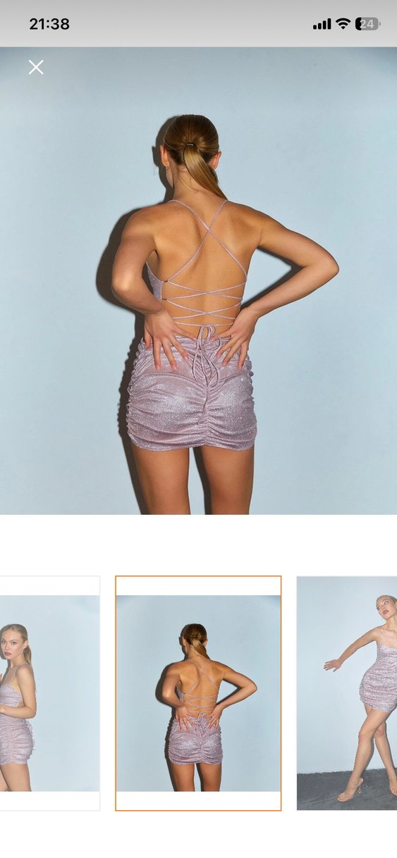 Pembe Drapeli Mini Elbise - Görsel 3