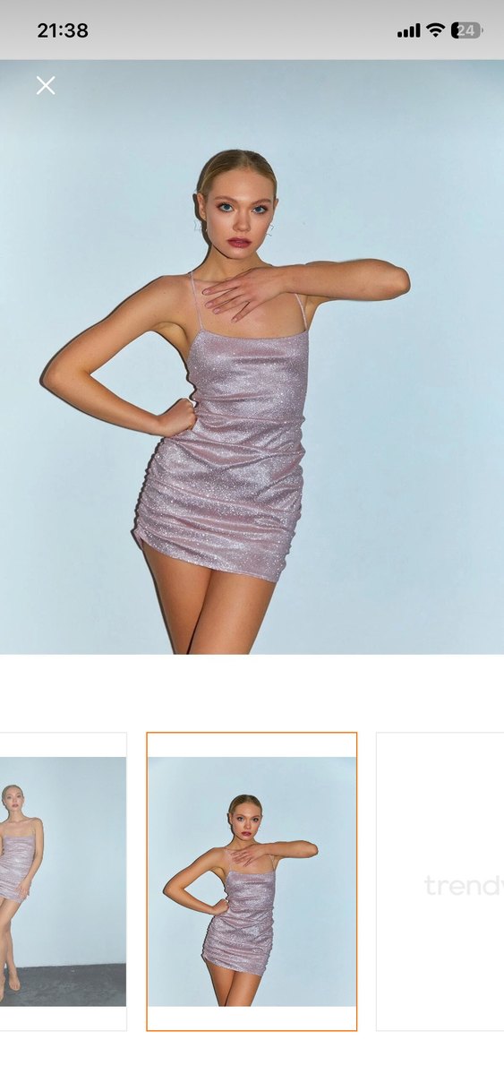 Pembe Drapeli Mini Elbise - Görsel 2