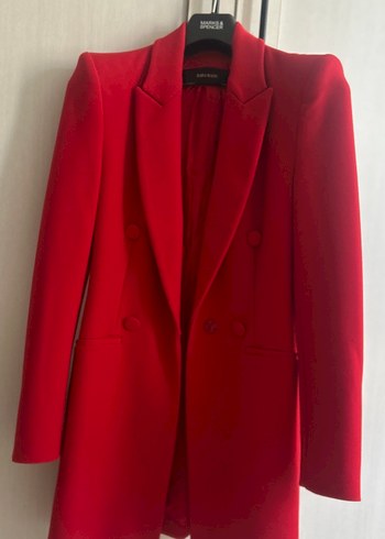 Zara Kirmizi Cift Sirali Blazer Ceket