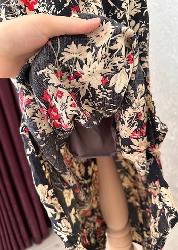 Çiçekli Uzun Viskon Elbise - Görsel 6