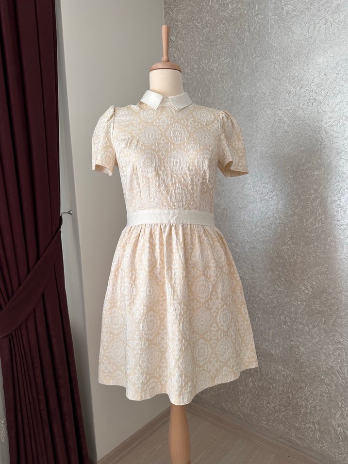 Adl Condentry Bej Midi Klasik Elbise - Görsel 2