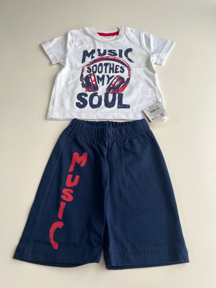 Renkli Baskılı Kısa Kollu Erkek Bebek Takımı - Görsel 2