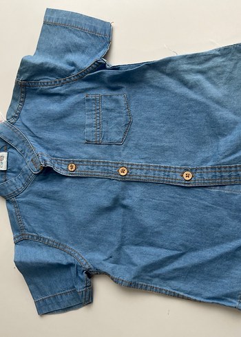 Erkek Çocuk Renkli Batik Desenli Kısa Kollu Denim Gömlek - Görsel 2