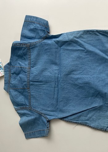 Erkek Çocuk Renkli Batik Desenli Kısa Kollu Denim Gömlek - Görsel 3