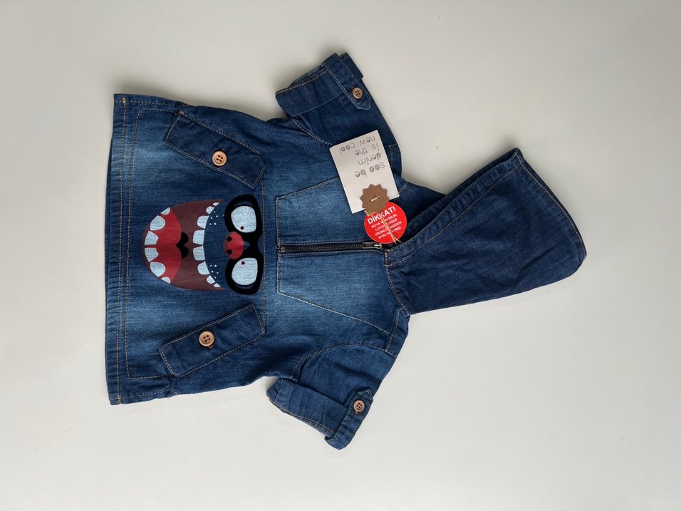 Kapüşonlu Erkek Çocuk Kot Ceket - Görsel 2