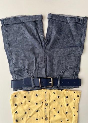 Kemerli Sarı Yıldızlı Bebek Erkek Takım - Görsel 4