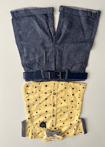 Kemerli Sarı Yıldızlı Bebek Erkek Takım - Görsel 2