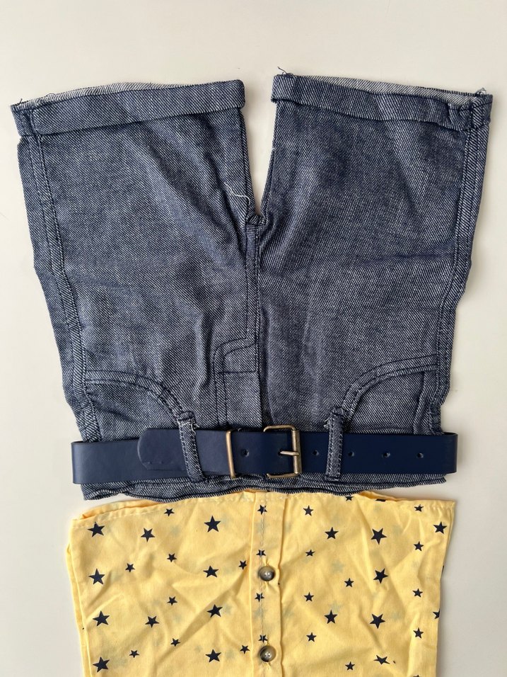 Kemerli Sarı Yıldızlı Bebek Erkek Takım - Görsel 4