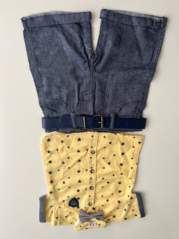 Kemerli Sarı Yıldızlı Bebek Erkek Takım - Görsel 2