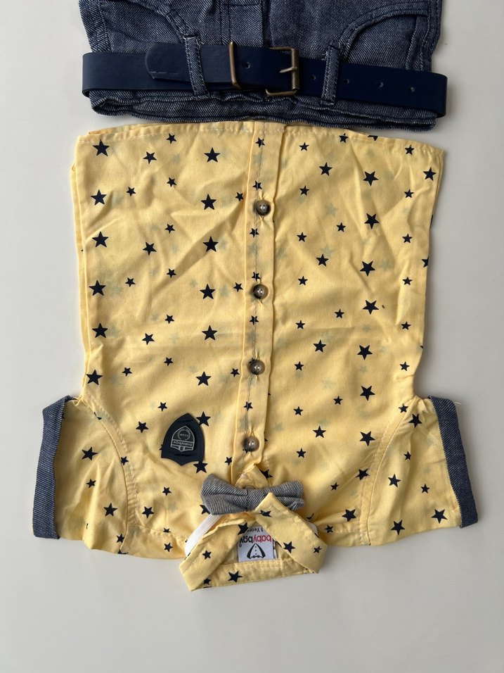 Kemerli Sarı Yıldızlı Bebek Erkek Takım - Görsel 3