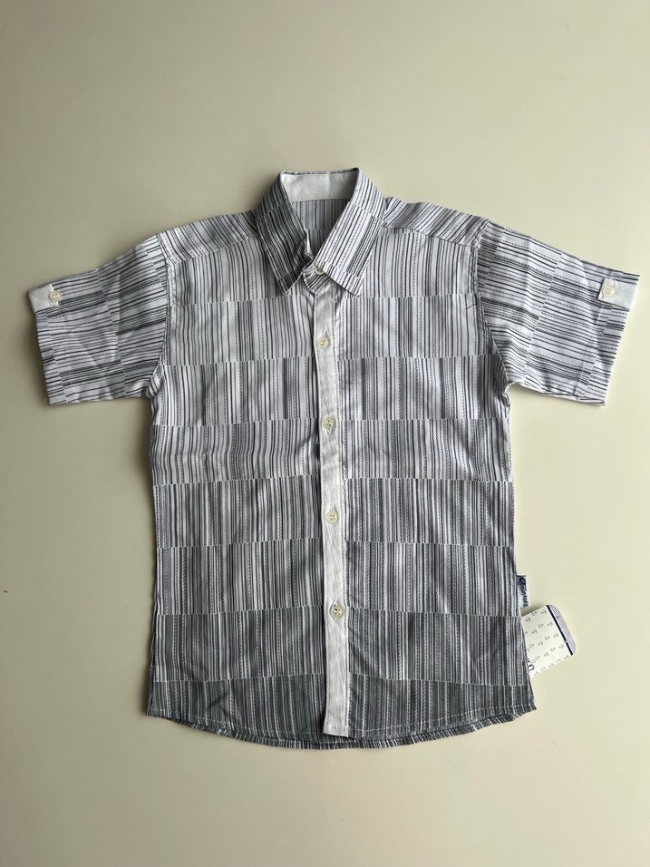 Erkek Gri Kısa Kollu Düğmeli Gömlek - Görsel 2