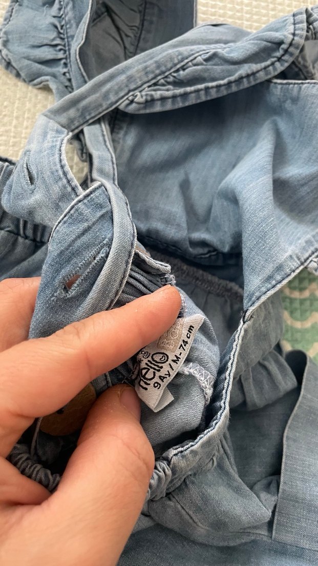 Kız bebek salopet ince kot kumaş - Görsel 3