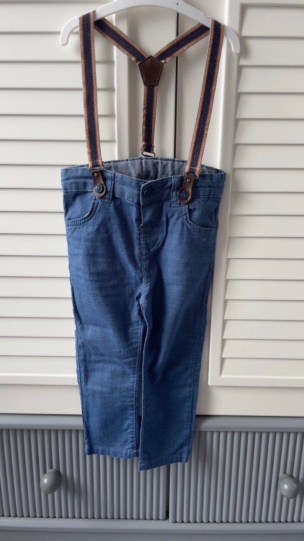 Erkek Çocuk bebek mavi canvas Pantolon - Görsel 4