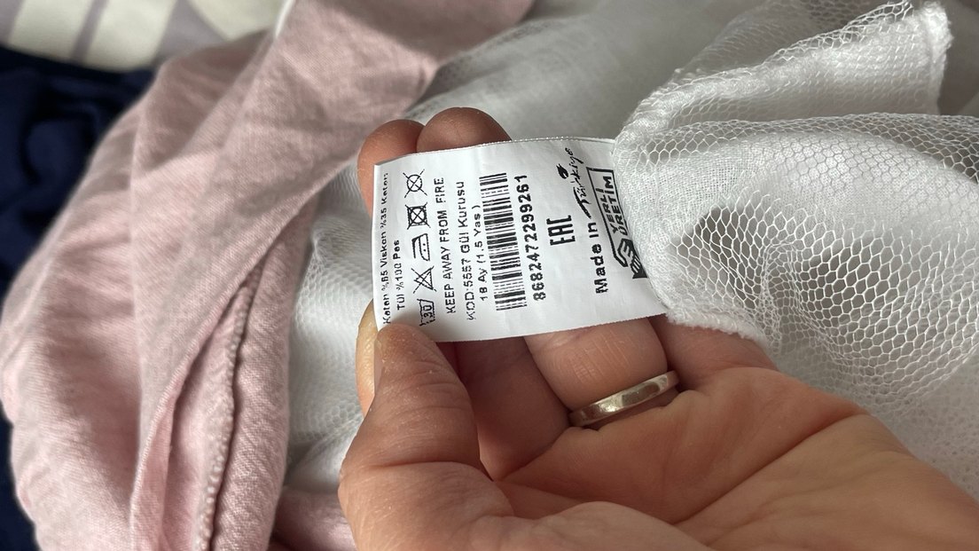 Kız Çocuk Keten Pembe bebe yaka Elbise - Görsel 5