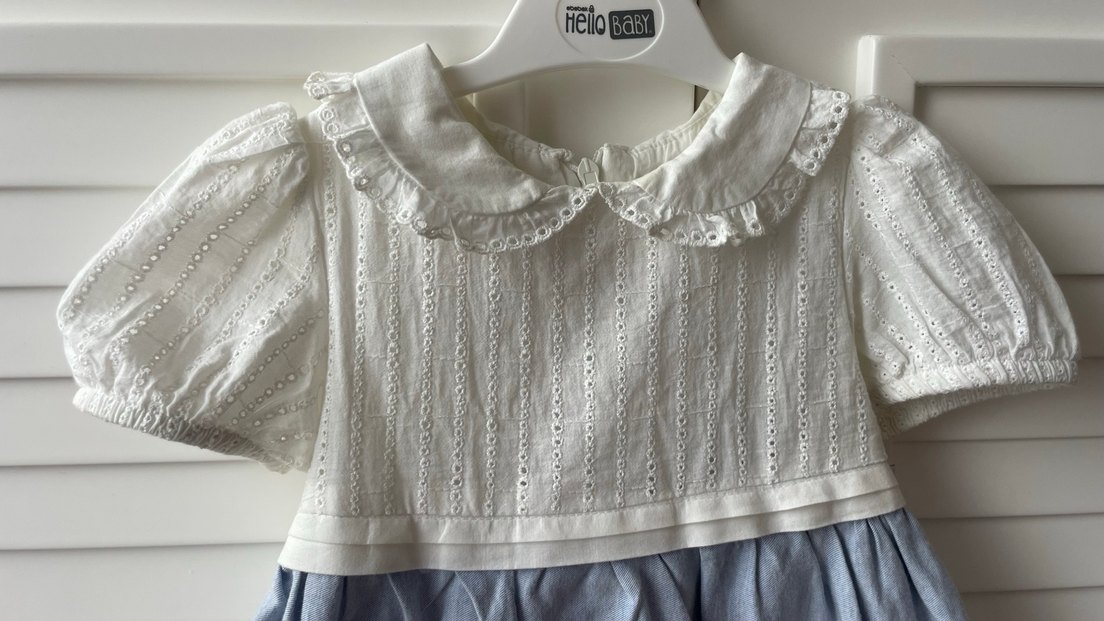 Kız Çocuk bebe yaka nakışlı Elbise - Görsel 4