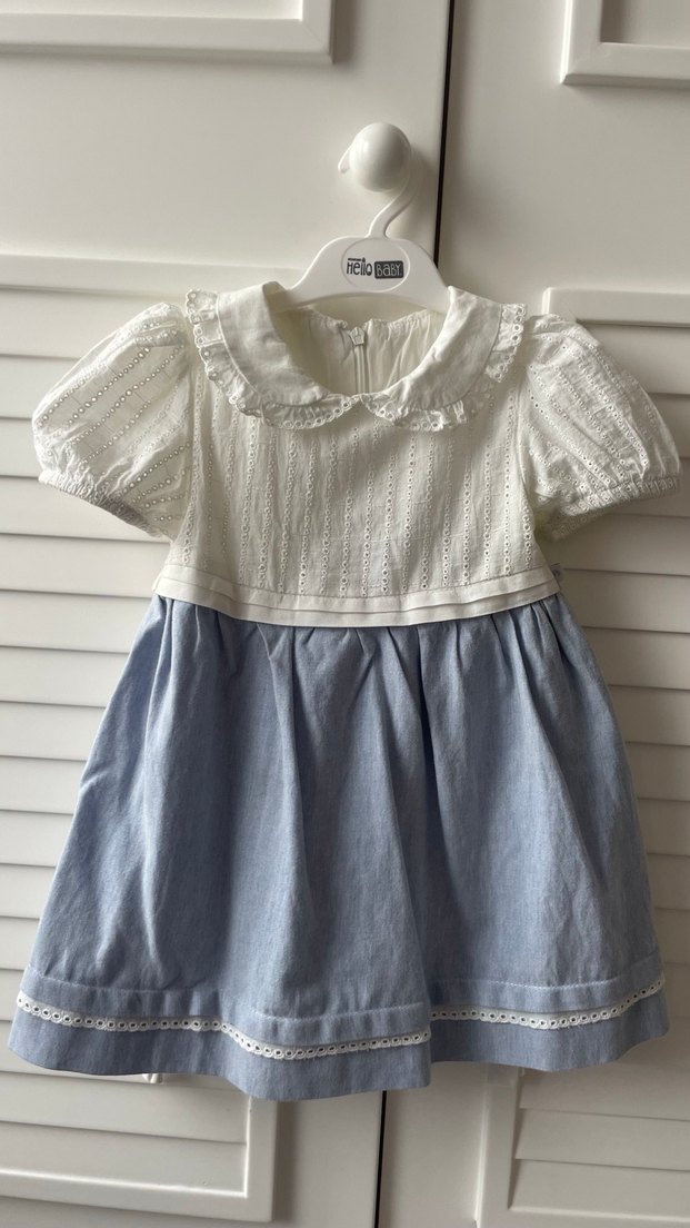 Kız Çocuk bebe yaka nakışlı Elbise - Görsel 2